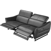 2,5-Sitzer EGOITALIANO "Dafne, elegantes Designsofa mit hohem Sitzkomfort", schwarz, B:208cm H:97cm T:108cm, Leder »BULL« (echtes Rindsleder). Geschliffenes, pigmentiertes und behandeltes Rindsleder mit einer Dicke von 1, 3-1, 5 mm. Dieses Leder zeigt eine ziemlich weiche Hand mit einem halb undurchsichtigen Aussehen. Es handelt sich um ein geschütztes Leder. Eine leichte Deckschicht schützt sie vor Flecken, ohne ihre ursprünglichen Eigenschaften zu verändern. Die geschützten Leder kombinieren die Vorteile von Natürlichkeit und Weichheit mit einer guten Beständigkeit gegen Verschleiß und Ausbleichen. Das Vorhandensein der charakteristischen Zeichen, die das Leben des Tieres bestimmen, wie Narben, Körnungsunterschiede, Falten, Adern, Disharmonien in Farbtönen, beweisen ihre absolute Echtheit und großen Wert., Sofas, mit und ohne elektrischer Relaxfunktion, Kopfteile manuell verstellbar