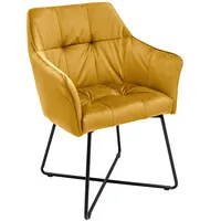 Riess-Ambiente Stuhl LOFT Samt senfgelb mit Armlehne Metallbeine edel