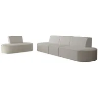 Fun Möbel Polstergarnitur Sofaset Designersofa MILOT 3-1 in Stoff, (Set, 2-tlg), Rundumbezug weiß