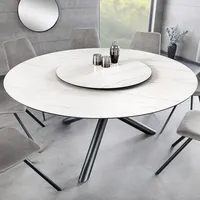 riess-ambiente Runder Esstisch SPIN 150cm weiß Keramik Marmor-Design schwarze Metallbeine mit Drehplatte Esszimmertisch Tisch