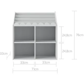 OEM Kinderbücherregal Book Nook 71 x 76 x 33 cm MDF/Spanplatte weiß