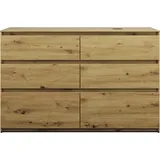 Burgbad Lin20 Waschtischunterschrank inklusive Konsolenplatte, Beckenausschnitt rechts, 6 Auszüge, 1402x552x900mm, SGRB140RF5353, Farbe: Eiche Dekor Urban