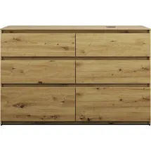 Burgbad Lin20 Waschtischunterschrank inklusive Konsolenplatte, Beckenausschnitt rechts, 6 Auszüge, 1402x552x900mm, SGRB140RF5353, Farbe: Eiche Dekor Urban