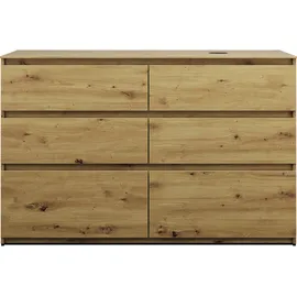 Burgbad Lin20 Waschtischunterschrank inklusive Konsolenplatte, Beckenausschnitt rechts, 6 Auszüge, 1402x552x900mm, SGRB140RF5353, Farbe: Eiche Dekor Urban