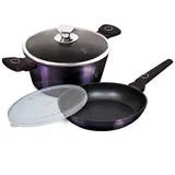 24Cm Titanbeschichtetes Bratentopf- Und Pfannenset Kochtopfset Berlinger Haus Lila Eclipse Bh-7102 4 Elemente - Dunkelviolett