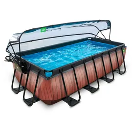 EXIT TOYS Wood Pool 400 x 200 x 100 cm inkl. Sandfilter und Abdeckung