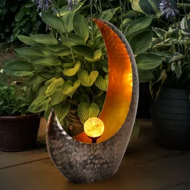 GLOBO Solarleuchte Glas/Messing 37,5x13,5x45 cm 2er Set orange
