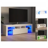 vidaXL TV-Schrank mit LED-Beleuchtung Hochglanz-Weiß 140x36,5x40 cm