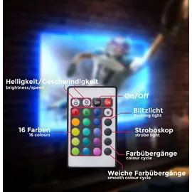 B.K.Licht LED Backlight TV Hintergrund-Beleuchtung USB Licht-Band Stripes Streifen RGB 2m - Weiß