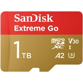 SanDisk 1TB Extreme Go Micro SDXC Karte (Für Android Smartphones und Tablets, Action Cams, Drones, UHS-I, bis zu 200 MB/s 5K, 4K UHD, Rescue Pro Deluxe, V30, Class 10, U3) Für Amazon