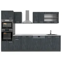 Vicco Küchenzeile R-Line 300 cm Schwarz Beton/Anthrazit