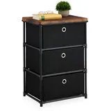 Relaxdays Kommode 65 x 43 x 33 cm Schwarz/Braun
