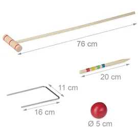 Relaxdays Krocket Spiel Croquet Set 8 Spieler