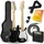 3rd Avenue 1/4-Größe E-Gitarren-Set für Anfänger - 5W tragbarer Verstärker, Kabel, Tasche, Plektren und Gurt - Schwarz/Weiß