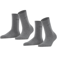 Esprit Damen Socken 2er Pack - Vorteilspack, Kurzsocken, einfarbig Grau 35-38
