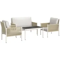 Outsunny Gartenmöbel Set aus Polyrattan Lounge-Set mit 2er Sofa Sessel Glastisch Kissen wetterfest Sitzgruppe für 4 Personen Outdoor Balkonmöbel Set