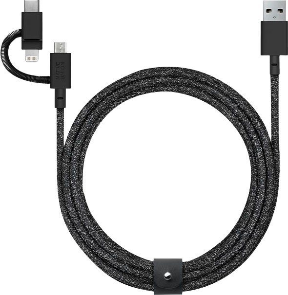 NATIVE UNION Gürtelkabel Universal Smartphone-Kabel, Lightning, USB Typ A, USB-C, Micro-USB (200 cm) schwarz