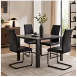 HTI-Line Freischwinger Schwingstuhl SallyP PU 4er (Set, 4 St), Freischwinger Esszimmerstuhl Kunstleder schwarz