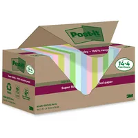 Post-it Post-it® Super Sticky Recycling Notes Haftnotizen extrastark farbsortiert, 18 Blöcke
