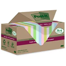 Post-it Post-it® Super Sticky Recycling Notes Haftnotizen extrastark farbsortiert, 18 Blöcke