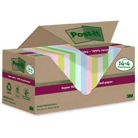 Post-it Post-it® Super Sticky Recycling Notes Haftnotizen extrastark farbsortiert, 18 Blöcke