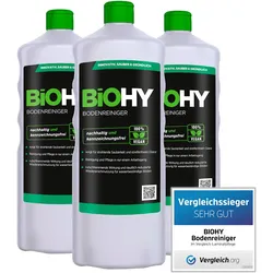BiOHY Bodenreiniger (3x1l Flasche) | Konzentrat für alle Reinigungsgeräte und alle Hartböden | Angenehmer Geruch und streifenfreie Reinigung