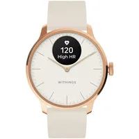Withings ScanWatch Light 37 mm sand, Sport Fluorelastomer-Armband weiß/rosegold