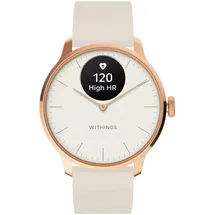 Withings ScanWatch Light 37 mm sand, Sport Fluorelastomer-Armband weiß/rosegold