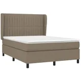 vidaXL Boxspringbett mit Matratze Taupe 140x200 cm Stoff