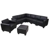 Mendler Modular Sofa-System Couch-Garnitur Lyon 6-2, Kunstleder ~ schwarz