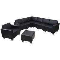 Mendler Modular Sofa-System Couch-Garnitur Lyon 6-2, Kunstleder ~ schwarz