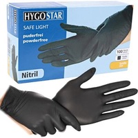Hygostar Nitrilhandschuhe Hygostar Safe Light, schwarz, XS virendicht, puderfrei, unsteril, latexfrei, 100 Stück/Box