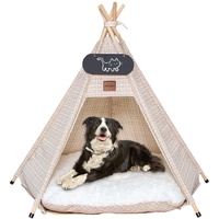 Mooipet Tipi Zelt für Haustiere mit doppelseitigem Kissen Haustierzelt für Hunde/Katzen Haustierhütte Abnehmbar und Waschbar Hundehaus für Meerschweinchen Kaninchen Hamster Kätzchen 40x40x50cm