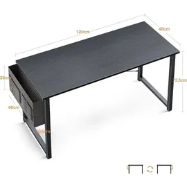 luxuskollektion ODK Schreibtisch Schwarz 120x50x74cm Bürotisch Mit Stauraum - Kopfhörerhalter