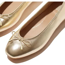 FitFlop Delicato Bow Soft Ballerina IH2-675, Women Ballerinas, Gold, 38 EU