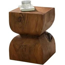 FineBuy Beistelltisch Braun Holztisch Rustikaler Deko-Tisch Anstelltisch Klein