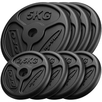 Slim Guss Hantelscheiben-Set Gewichte mit ø30/31 mm Bohrung | Set 30 kg / 4 x 5 kg + 4 x 2,5 kg - Marbo Sport