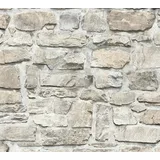 A.S. Création Vliestapete mit Steinmotiv Naturstein 0,53 x 10,05 m – Grau, Beige – Stein Tapete Made in Germany – 363702