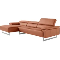 Egoitaliano "Malika, edel und bequem, Designsofa mit hochwertigen Bezügen, L-Form", rot (brick), B:287cm H:94cm T:165cm, Leder »BULL« (echtes Rindsleder). Geschliffenes, pigmentiertes und behandeltes Rindsleder mit einer Dicke von 1, 3-1, 5 mm.