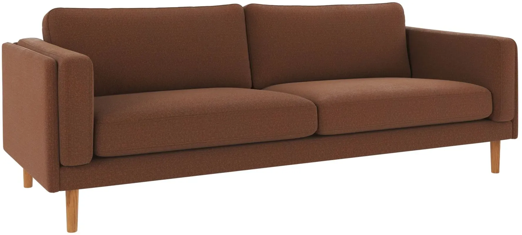 Sofa Braden 3-Sitzer aus Stoff, klassisch, Beine in Eiche, Bezug Rita Rot, FSC-zertifiziert