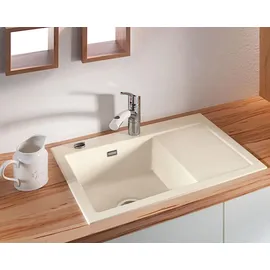 Systemceram MERA 70 links Auflagespüle magnolie + Excenterbetätigung 700 x 500 mm
