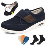 Diabetiker Schuhe Herren,Diabetiker schuhe für herren Extra Weit Klettverschluss Senioren Schuhe Für Geschwollene Füße Breite Füße Orthopädische Schuhe Herren Gesundheitsschuhe,Blue 1,47EU - 47 EU