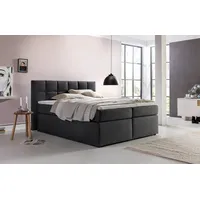 Möbelfreude Boxspringbett Boxspringbett Bea Anthrazit 200x220 cm H2, Anthrazit 200x220 cm H2 7-Zonen Taschenfederkern-Matratze Visco Topper grau