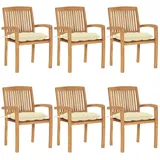 vidaXL Stapelbare Gartenstühle mit Kissen 57,5 x 57,5 x 90 cm braun 6 St.