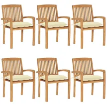 vidaXL Stapelbare Gartenstühle mit Kissen 57,5 x 57,5 x 90 cm braun 6 St.