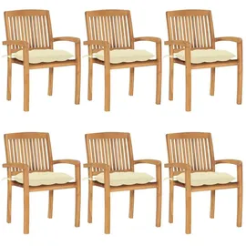 vidaXL Stapelbare Gartenstühle mit Kissen 57,5 x 57,5 x 90 cm braun 6 St.
