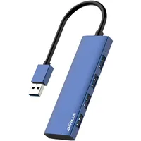 Anyplus USB Hub 3.0 - Aluminiumlegierung Ultra Slim 4-Port Verteiler, Tragbarer Mehrfachstecker für Laptop, PC, iMac, Surface Pro, MacBook, Flash Drive, XPS【Blau】