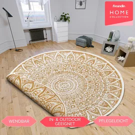 freundin Home Collection Teppich Lilja Wendeteppich", gelb Ocker, H:5mm Ø:240cm, Polypropylen (PP), Freundin Home Collection Teppiche, Teppich, In-& Outdoor, beidseitig, Wetterfest, Balkon, Garten, Wohnzimmer