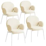 Tectake Esszimmerstuhl Scandi Bouclé creme 4er Set