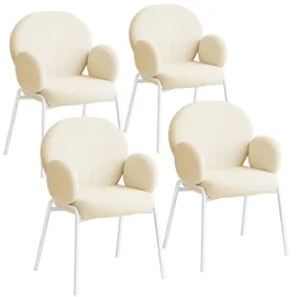 Tectake Esszimmerstuhl Scandi Bouclé creme 4er Set